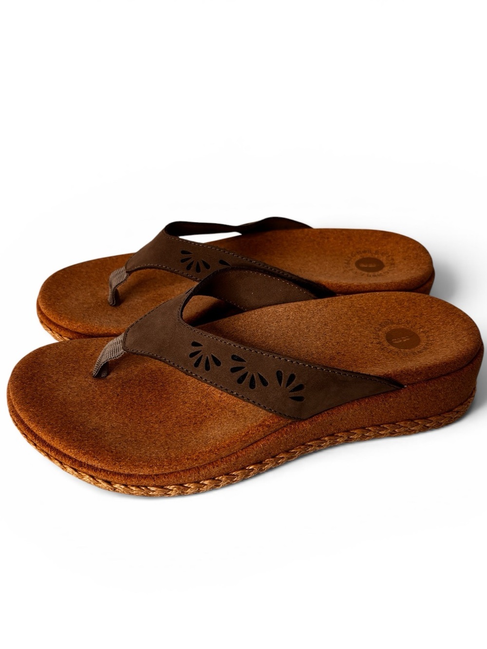 Revitalign Kate Thong Leather Sandals Size 6.5 B Orthotic Comfort FlipFlop Cork